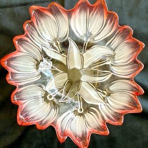 RARE - Large Tulips Pink “Sylvia” Crystal Hostess Bowl by Mikasa